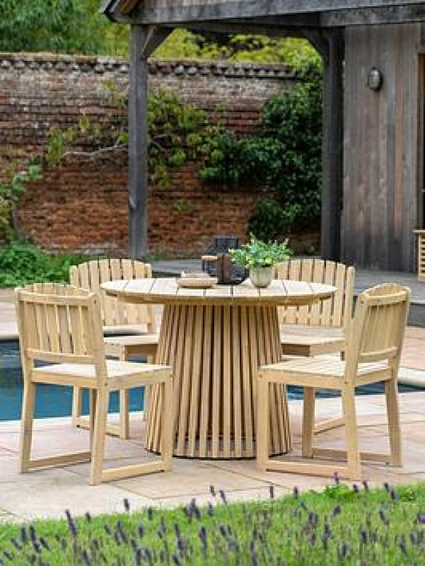 Image of Crossland Grove Baddow Round Dining Table 4 Seater 1100x1100x750mm, Brown 5056693570882