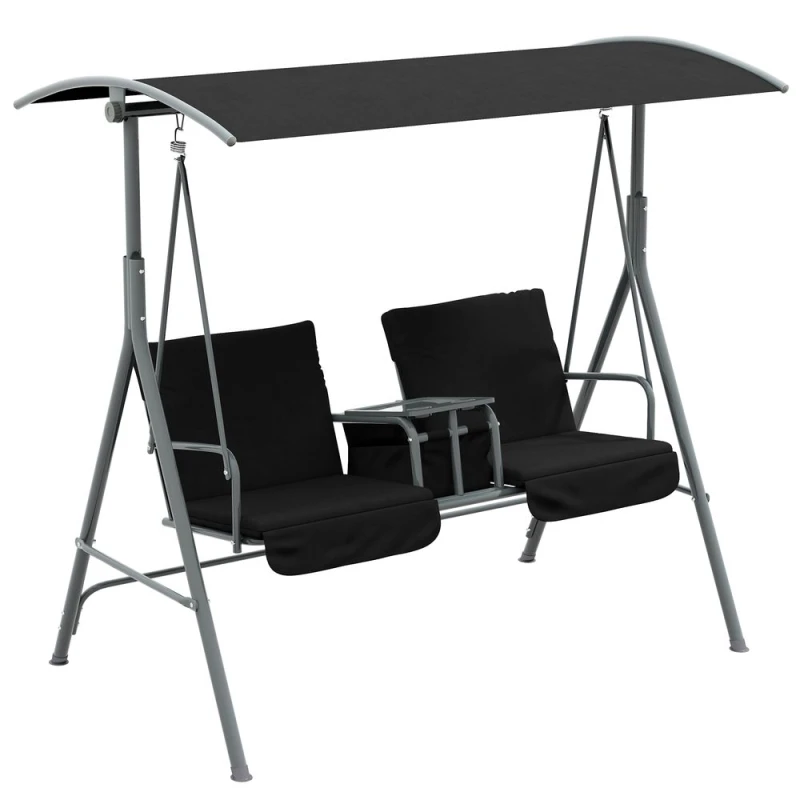 Image of Outsunny 2 Person Covered Patio Swing - Black 84A-057V01BK