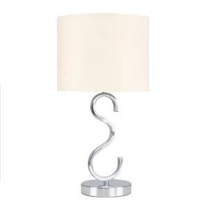 Image of Cabonna Chrome Modern Touch Table Lamp with Mink Drum Shade