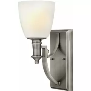 Image of Wall Light Rectangular Wall Plate Etched Opal Glass Shade Nickel LED E27 60W