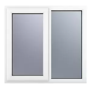Image of Crystal uPVC Window A Rated Left Hand Side Hung next to a Fixed Light 1190mm x 1115mm Obscure Glazing - White