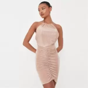 Missguided Halterneck Mini Dress - Neutral