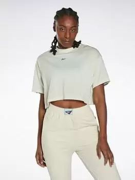 Image of Reebok Les Mills Crop T-Shirt - White, Size L, Women