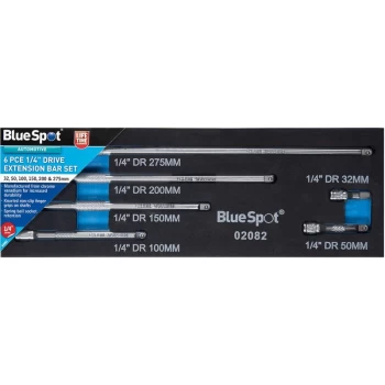 image of Bluespot - 02082 6 Piece 1/4' Drive Extension Bar Set