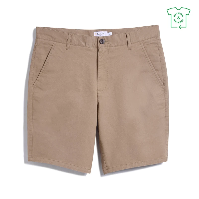 Image of Farah Hawk Twill Chino Shorts - Brown Brown 28 R
