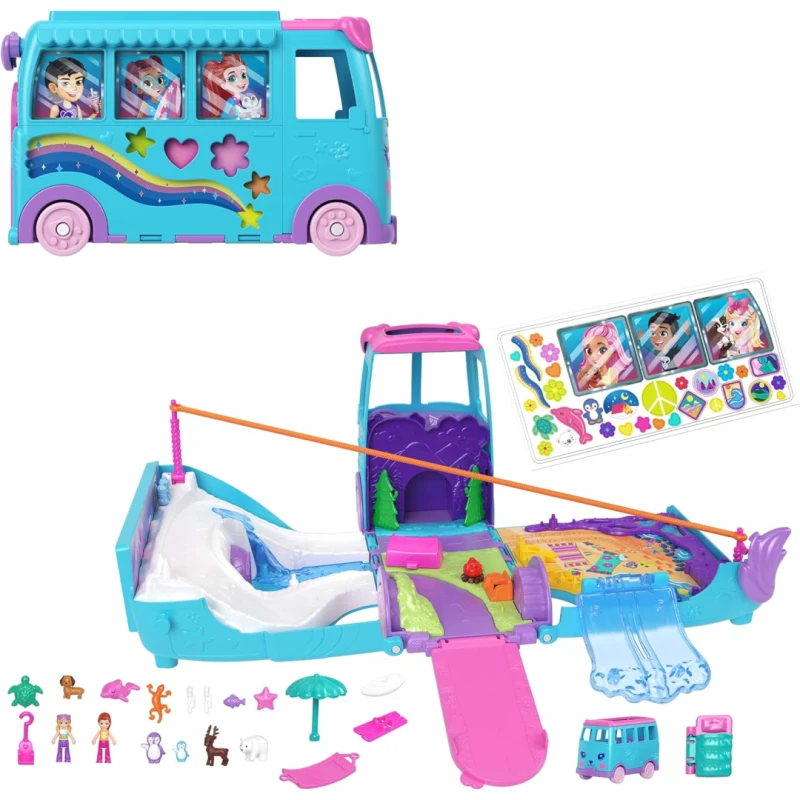 Image of Polly Pocket Polly Pocket Pet Mobile Adventure Playset with Micro Dolls
