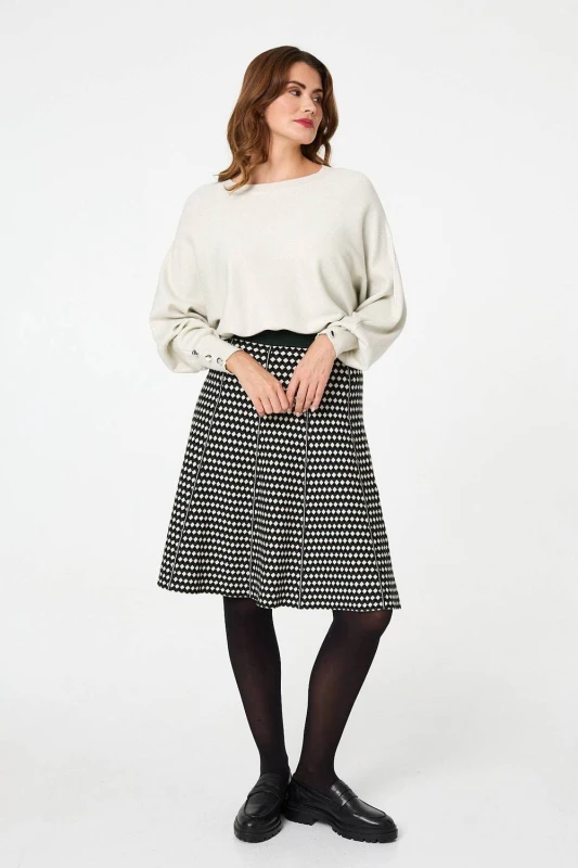 Image of Izabel London Womens Geo Print High Waist Knee Length Skirt Size: 10 Multicolor Female 10