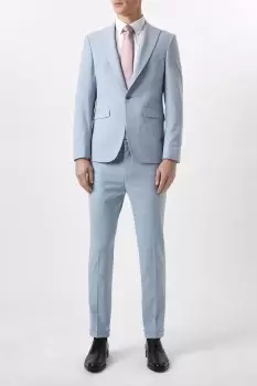 Image of Mens Skinny Fit Pale Blue End On End Suit Jacket
