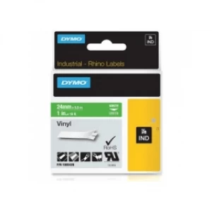 Image of Dymo 1805426 White on Green Vinyl Labels 24mm x 5.5m