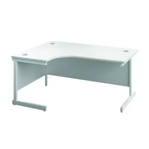 image of Jemini Radial Left Hand Cantilever Desk 1600x1200x730mm WhiteWhite