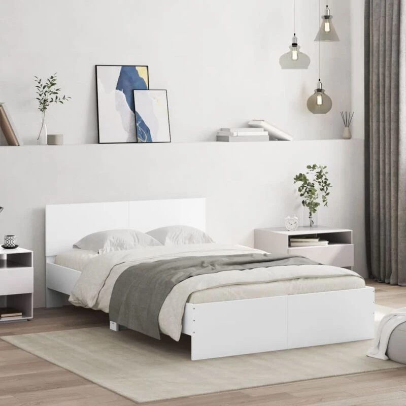 Image of VIDAXL Bed Frame with LED without Mattress White 135x190cm Double Vidaxl 8721012248472