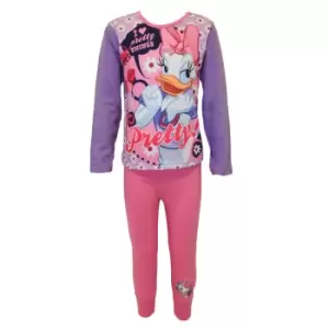 Image of Disney Girls Pretty Things Daisy Duck Pyjama Set (5-6 Years) (Pink)