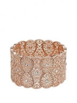 image of Mood Rose Gold Plated Wide Filagree Stretch Bracelet