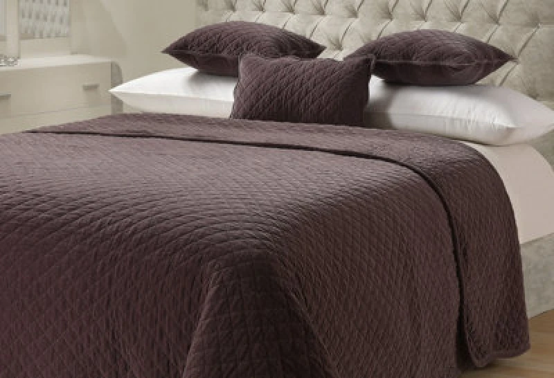 Image of Sweet Dreams Elegant Bedding Quilted Stitch Cotton Linen Blend Throw Blanket With Velvet Touch For Sofa, Bed - 230Cm X 260Cm - Mink