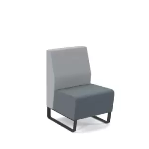 image of Encore modular single seater low back sofa with no arms and Black sled frame - elapse grey seat with late grey back