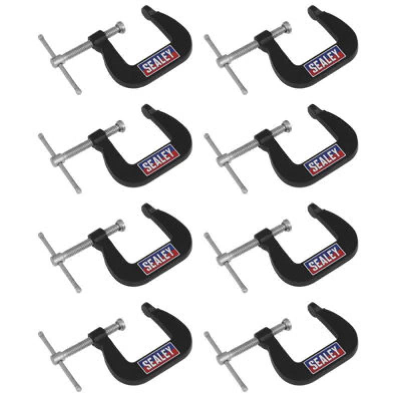 Image of Sealey 8 Piece Junior G Clamp Set GCC05 Clamp Capacity (Length): 28mm