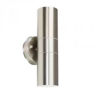 image of IP44 Outdoor Up/Down Wall Light in Brushed Chrome