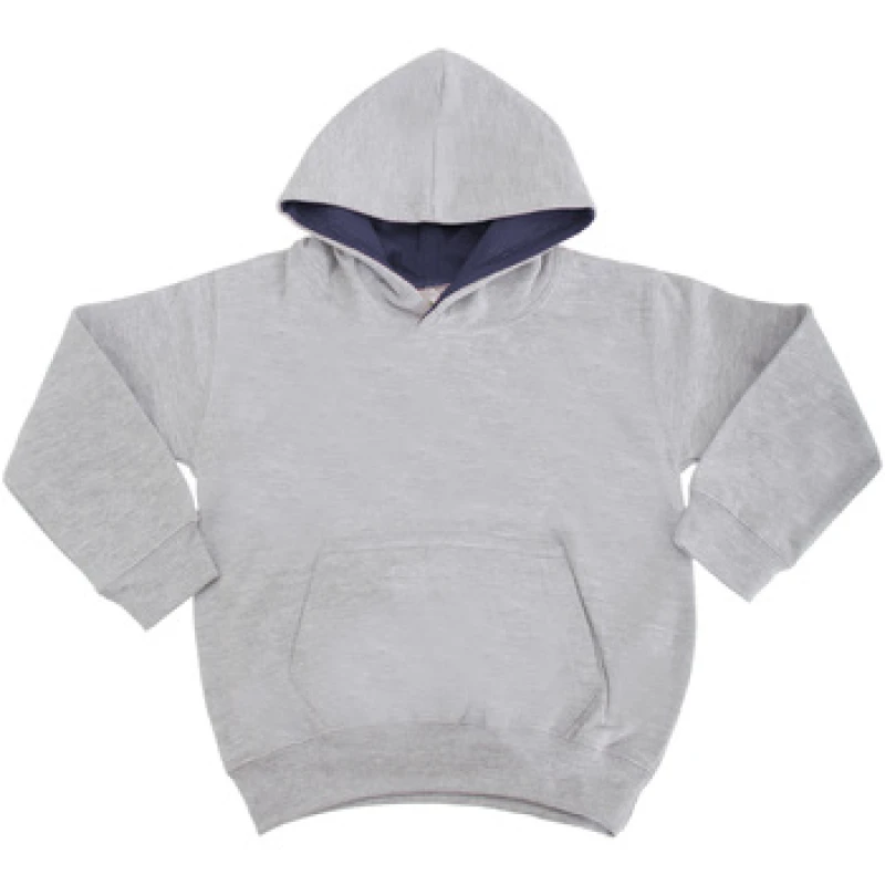 Image of AWDis Varsity Hooded Sweatshirt Hoodie in Grey Size: 3-4 Years Grey Unisex 3-4 Years