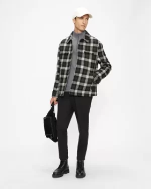 Image of Checked Wool Wadded Shacket