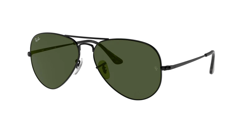 Image of Ray-Ban Aviator Black Green Sunglasses Black unisex