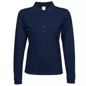 Image of Tee Jays Womens/Ladies Luxury Stretch Long Sleeve Polo Shirt (M) (Navy Blue)