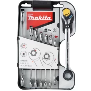 Image of Makita 8 Piece Ratchet Combination Spanner Set