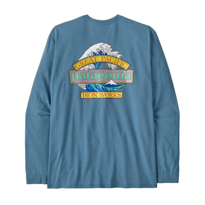 Image of Long Sleeve T-Shirt Patagonia Great Waves Responsibili Bleu Male XS