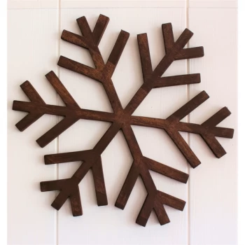 Image of Snowflake - Walnut Walnut Decorative Wooden Wall Accessory