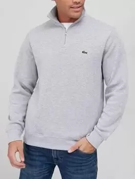 image of Lacoste Sportswear Three Quarter Zip Sweatshirt - Grey, Size 2XL, Men