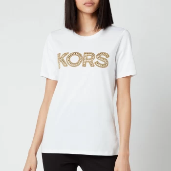 image of Michael Kors Womens Kors Studded Classic T-Shirt - White - L