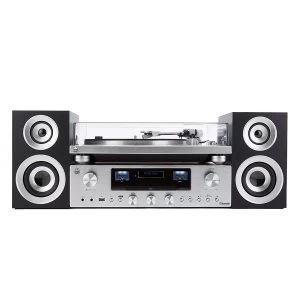 image of GPO Premium Series PR100 Turntable with PR200 CD Amplifier and Speaker System