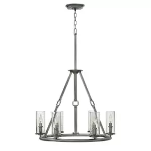 Image of 6 Bulb Chandelier LIght Polished Antique Nickel LED E14 60W