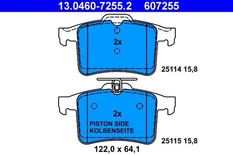 Image of ATE 13.0460-7255.2 Brake pad set excl. wear warning contact Brake Pad Set,disc brake (402)
