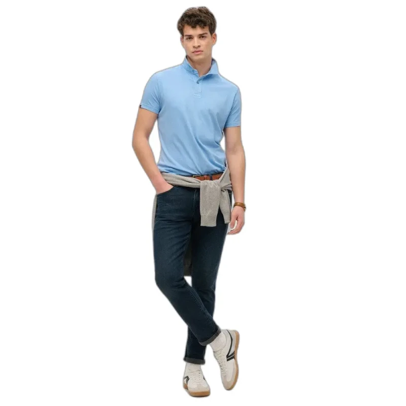 Image of Superdry Jersey Polo Shirt sky blue Men M