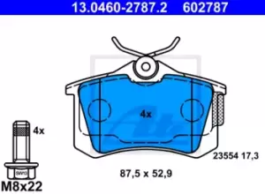 Image of ATE Brake pad set VW,AUDI,SKODA 13.0460-2787.2 5K0698451E,5Q0698451A,5Q0698451M 5K0698451E,5Q0698451A,5Q0698451M