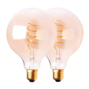 image of 4 Watts G125 E27 LED Bulb Vintage Globe Warm White Dimmable, Pack of 2