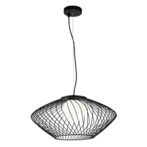 image of Plec Cage Ceiling Pendant Lamp Black, 1 Light, E27