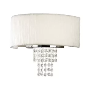 Image of Nerissa Wall Lamp with White Shade 2 Light Polished Chrome, Crystal