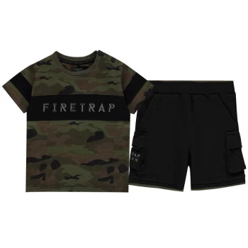 Image of Firetrap Camo T-Shirt and Shorts Set Baby Boys - Camo/Black