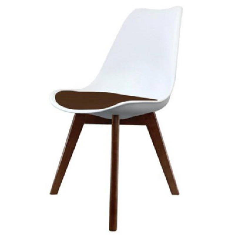 Image of Fusion Living Soho Plastic Dining Chair with Squared Dark Wood Legs Chocolate