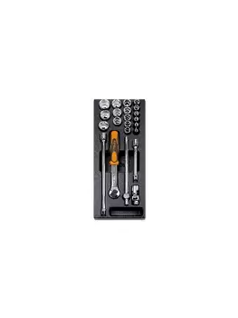Image of Beta Tools T92 22pc 3/8" D Hex Socket & Accessory Set in Tray for Roller Cabs