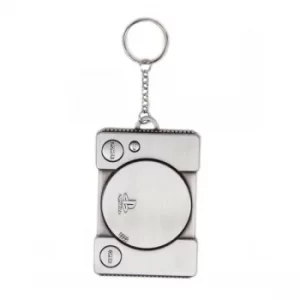 image of Sony Playstation Console Metal 3D Keychain- Silver