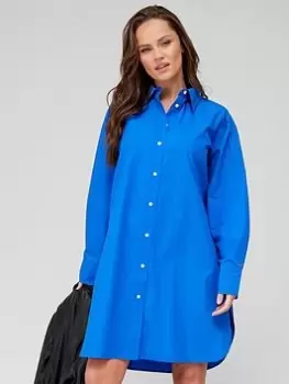 Image of Tommy Hilfiger Midi Shirt Dress - Blue Size 36, Women