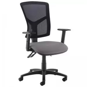 Image of Senza high mesh back operator chair with adjustable arms - Blizzard
