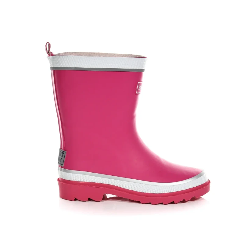 Image of Regatta Boys & Girls Foxfire Welly Reflective Rubber Wellington Boots UK Size 1 (EU 33) Jem/White RKF473-673-1