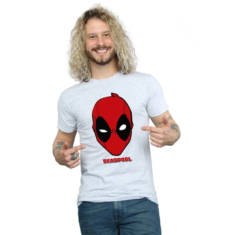 Image of Marvel Marvel Men Deadpool Mask T-Shirt in Grey Size: Small Grey S Male 5057864718560