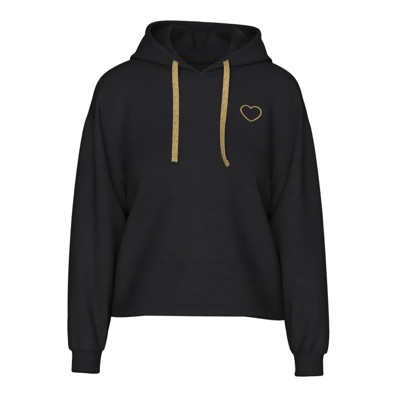 Image of Pieces Printed Hoodie Black Women XS;S;M;L