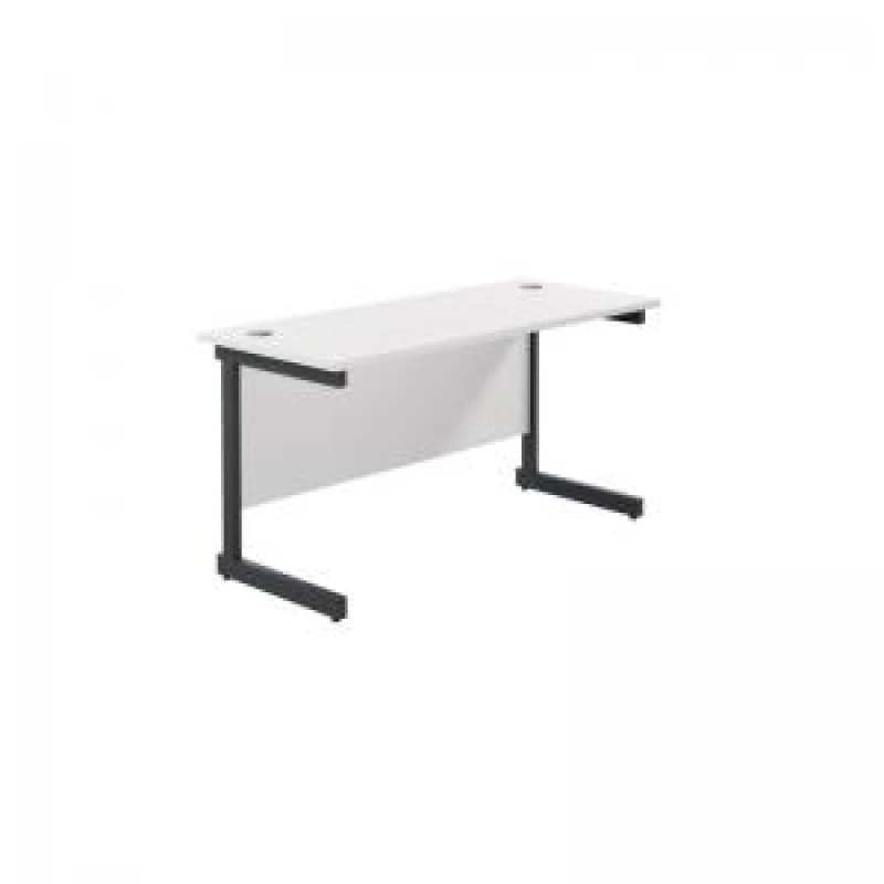 Image of Jemini Rectangular Single Upright Cantilever Desk 1200x600x730mm White/Black KF803911