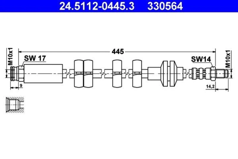 Image of ATE 24.5112-0445.3 Brake Hose Brake Hose (83)