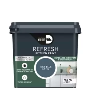 Image of Maison Deco Refresh Kitchen Cupboards, Worktops & Splashbacks Paint Inky Blue - 750ml